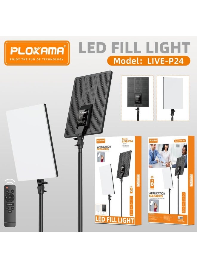 PLOKAMA LIVE-P24 LED Fill Light – Ultra-Bright Adjustable Video Lighting with Remote Control for Streaming, Photography & Meetings - Image 1