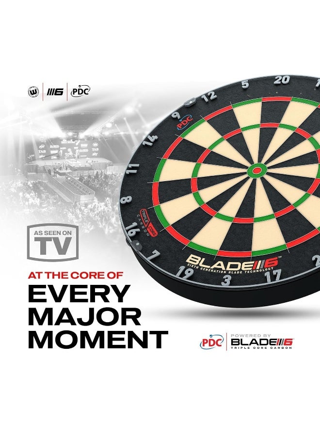 DEXO 17" Blade 6 Triple Core Professional Sisal Dartboard – PDC Tournament Edition with Carbon Core & Anti-Glare Number Ring - Image 2