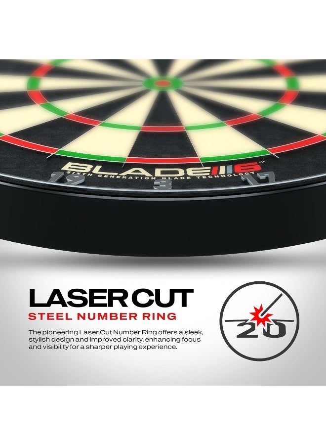 DEXO 17" Blade 6 Triple Core Professional Sisal Dartboard – PDC Tournament Edition with Carbon Core & Anti-Glare Number Ring - Image 5
