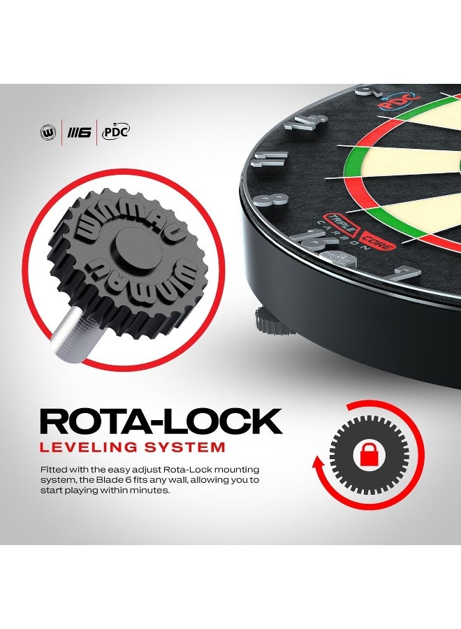 DEXO 17" Blade 6 Triple Core Professional Sisal Dartboard – PDC Tournament Edition with Carbon Core & Anti-Glare Number Ring - Image 3