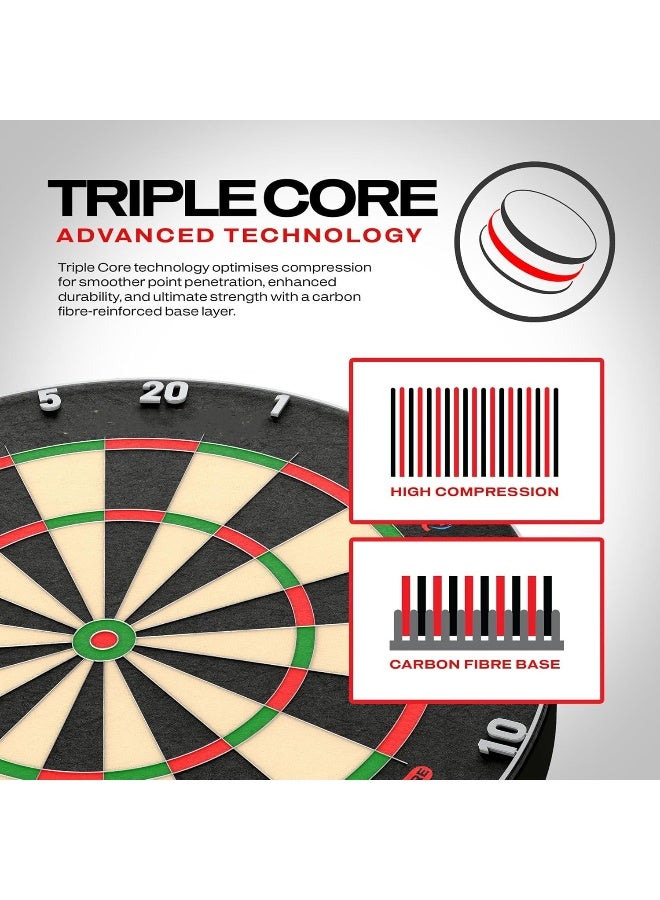 DEXO 17" Blade 6 Triple Core Professional Sisal Dartboard – PDC Tournament Edition with Carbon Core & Anti-Glare Number Ring - Image 4