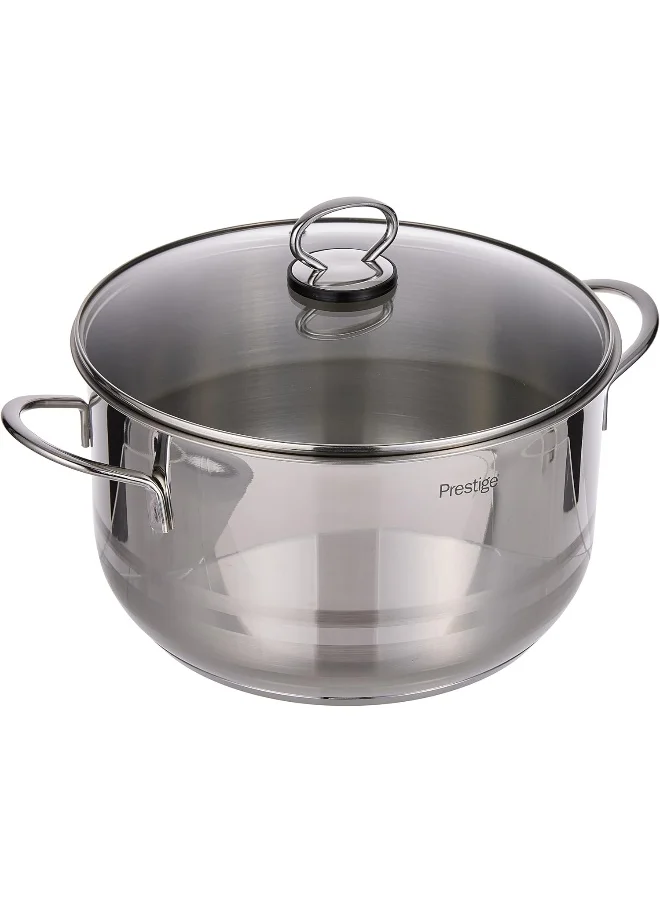 برستيج Prestige Stainless Steel 26 cm Casserole With Glass Lid, Induction Compatible Casserole, 7.3Ltr. Silver 18/10