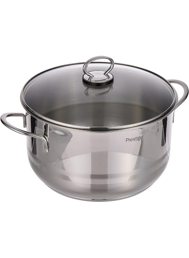 Prestige Prestige Stainless Steel 26 cm Casserole With Glass Lid, Induction Compatible Casserole, 7.3Ltr. Silver 18/10  - Image 1