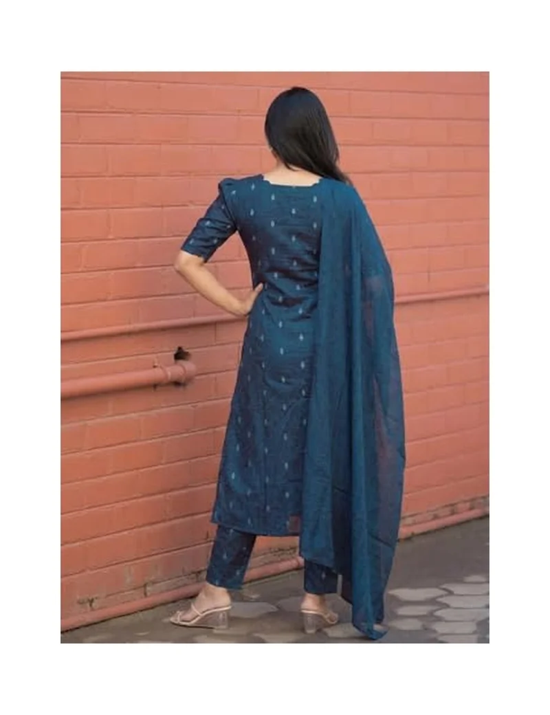 Gosriki GoSriKi Women's Viscose Straight Printed Kurta with Pant and Dupatta