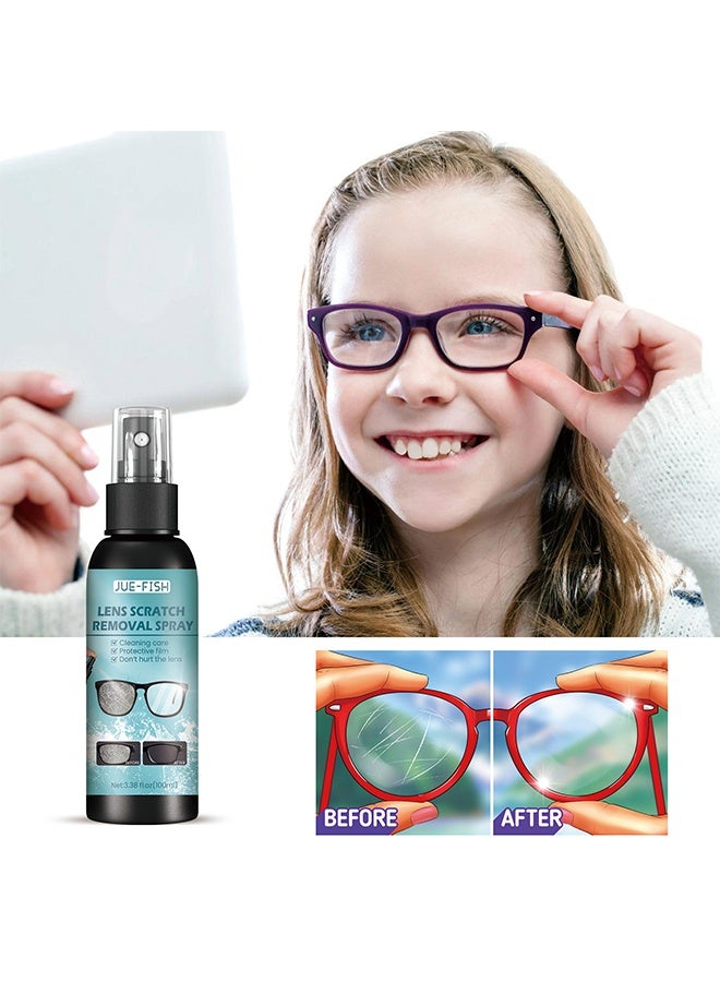 جوي فيش بخاخ إزالة خدش العدسة ، بخاخ تنظيف عدسة النظارات للنظارات والهواتف المحمولة والشاشات الإلكترونية ، الأسطح البصرية ، حتى على الأسطح المطلية ، تركيبة احترافية آمنة ، 100 مل - Image 2