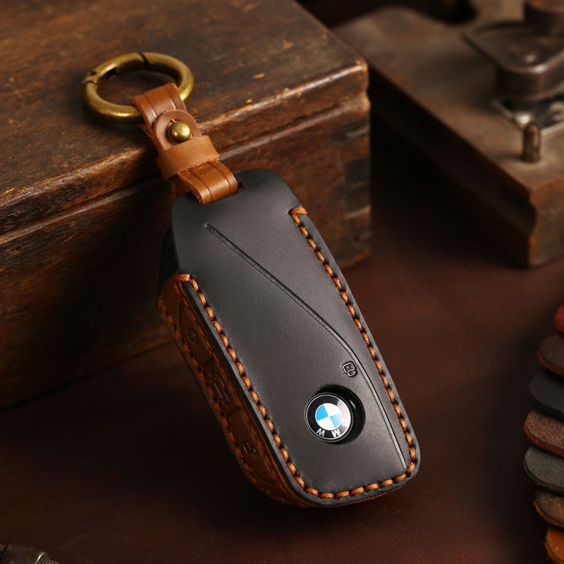 BMW Luxury Leather Key Case for BMW X7 - Premium Protection with Retro Style - Image 1