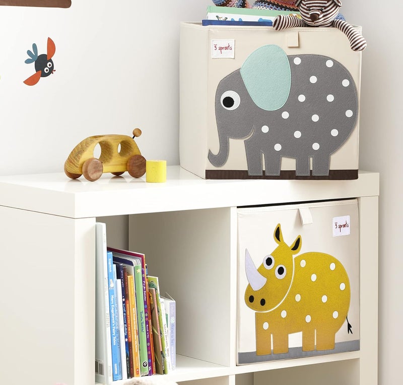 3 Sprouts Cube Storage Box - Organizer Container for Kids & Toddlers, Elephant - Image 5