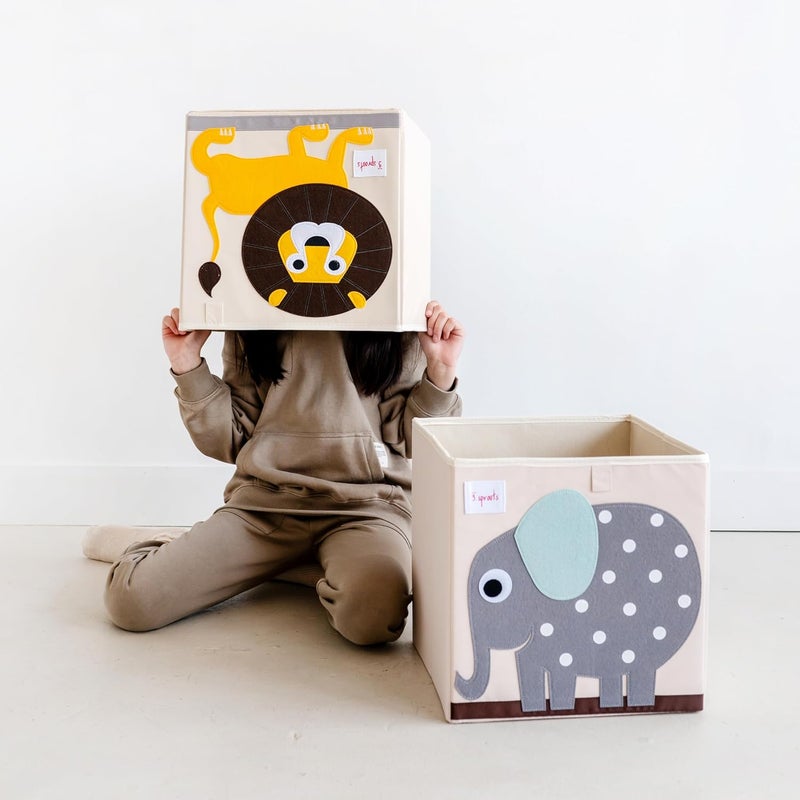 3 Sprouts Cube Storage Box - Organizer Container for Kids & Toddlers, Elephant - Image 4