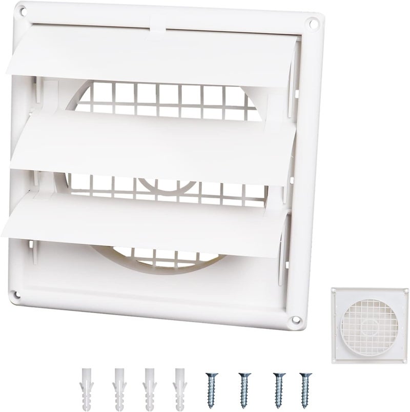 Swess 6 Dryer Vent Cover Outdoor Dryer Louver Vent Cover for Exterior Wall Total Unit Size 8 Inches x 8 Inches - Image 1