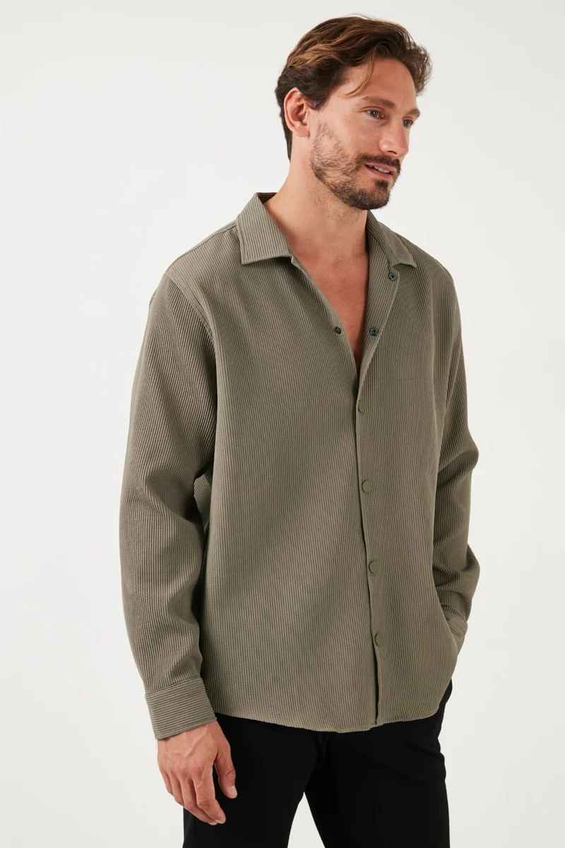 بوراتي Ribbed Snap Button Regular Fit Shirt Men's Shirt CF25W128996