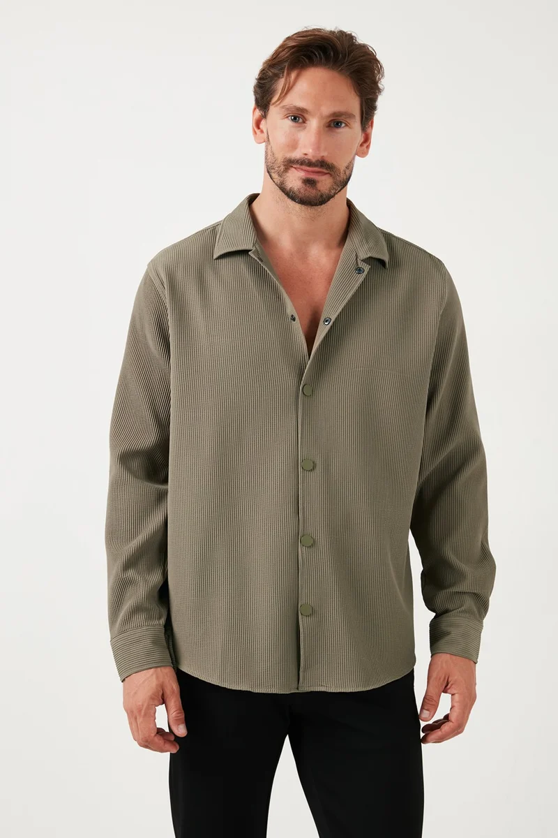 بوراتي Ribbed Snap Button Regular Fit Shirt Men's Shirt CF25W128996
