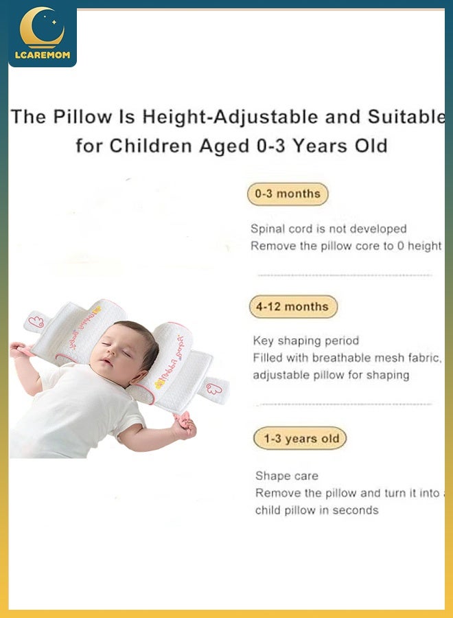 LCAREMOM Baby Head Shaping Pillow, Soft Newborn Pillow to Prevent Flat Head, Millet Filling, Adjustable Distance, Baby Sleeping Pillow, Baby Pillows for Newborns and Infants, Breathable and Washable（Pink） - Image 5