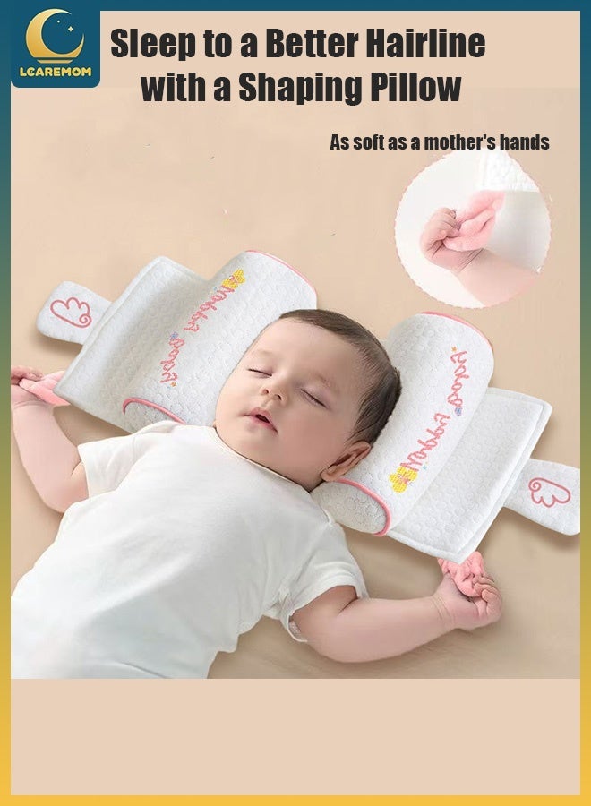 LCAREMOM Baby Head Shaping Pillow, Soft Newborn Pillow to Prevent Flat Head, Millet Filling, Adjustable Distance, Baby Sleeping Pillow, Baby Pillows for Newborns and Infants, Breathable and Washable（Pink） - Image 3
