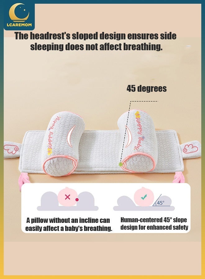 LCAREMOM Baby Head Shaping Pillow, Soft Newborn Pillow to Prevent Flat Head, Millet Filling, Adjustable Distance, Baby Sleeping Pillow, Baby Pillows for Newborns and Infants, Breathable and Washable（Pink） - Image 2