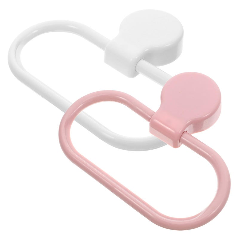 2pcs Adhesive Towel Rings Hand Towel Holder For Bathroom And Kitchen Wall Mount Storage Rack No Drill Sticky Drying Rail Pink And White - Image 2