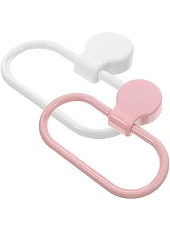 2pcs Adhesive Towel Rings Hand Towel Holder For Bathroom And Kitchen Wall Mount Storage Rack No Drill Sticky Drying Rail Pink And White - Image 1