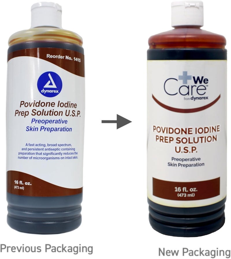 Dynarex Povidone Iodine Prep Solution USP, Effective Topical Antiseptic Liquid for Skin and Mucosa, Cleansing and Preparation, Brown, 1 - 16 Fluid Oz. Bottle - Image 4