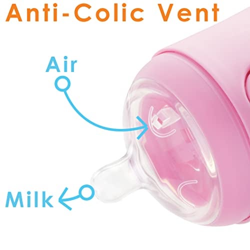 PopYum Pink Formula Making Baby Bottle Starter Set, 4-Pack, 2X 5oz Bottles with #1 Slow Flow Nipples + 2X 9oz Bottles with #2 Medium Flow Nipples, Mixing, Dispenser - Image 5