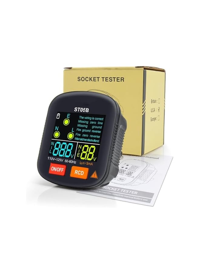 PROMASS Outlet/Receptacle Tester Outlet Tester Electrical Standard 125V AC Outlets with LCD Display, Socket Checker, Electric Voltage Tester 6 Visual Indication/Wiring Legend for Home & Professional Use - Image 1