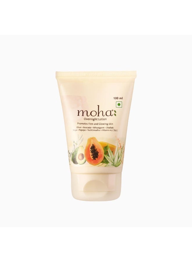 MOHA Overnight Lotion with Aloe Vera, Papaya, Avocado night body lotion for Glowing Skin Unisex Suitable For all Skin Type - 100ml (Pack of 1) - Image 1