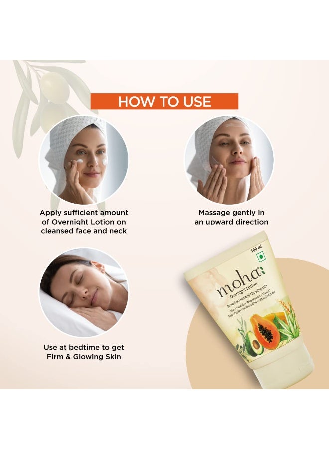 MOHA Overnight Lotion with Aloe Vera, Papaya, Avocado night body lotion for Glowing Skin Unisex Suitable For all Skin Type - 100ml (Pack of 1) - Image 3