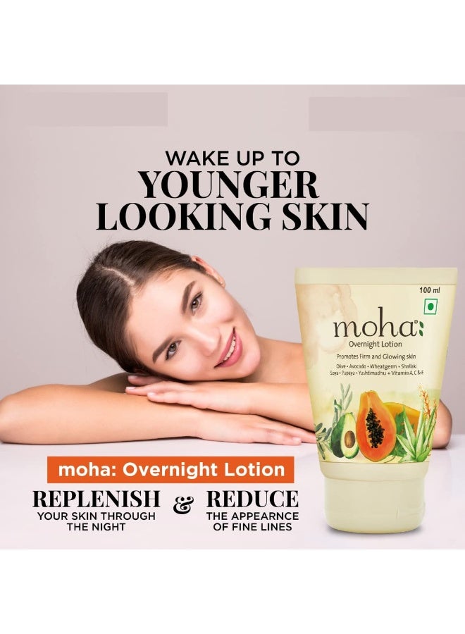 MOHA Overnight Lotion with Aloe Vera, Papaya, Avocado night body lotion for Glowing Skin Unisex Suitable For all Skin Type - 100ml (Pack of 1) - Image 5