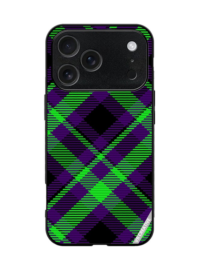 VR CREATIVE Protective Case Cover For Apple iPhone 17 Pro Black Green Checkered Design Multicolour
