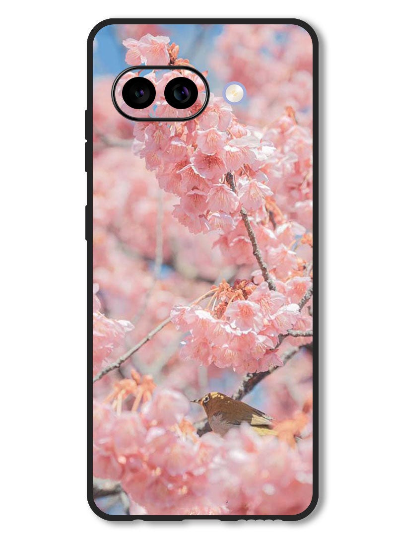 Theodor Case Compatible with Google Pixel 9A Protection Shockproof Bumper Cover Pink flowers - Image 1