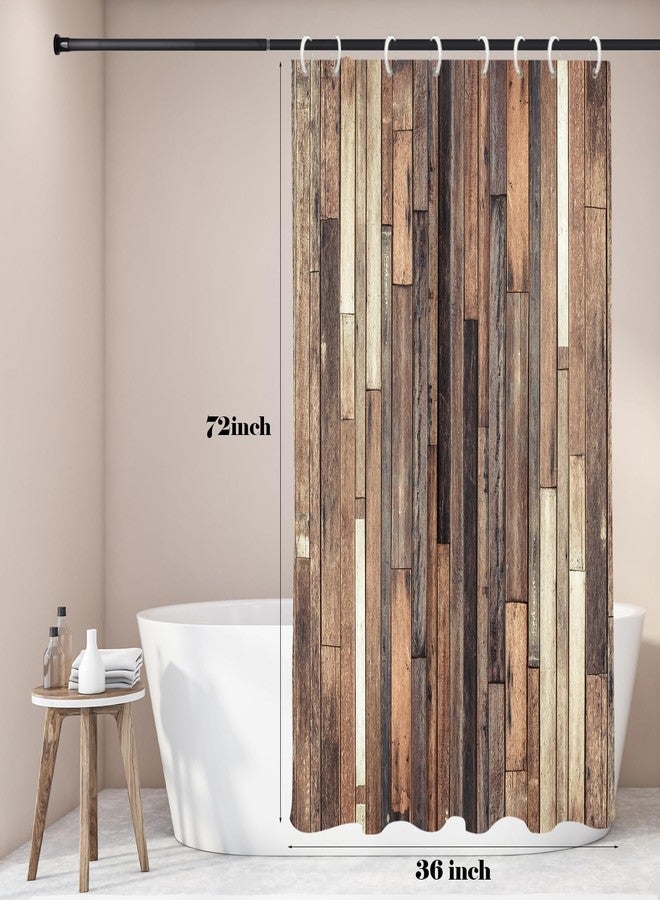 EGLGCC Farmhouse Brown Shower Curtain Stall Small Short Mini Rustic Country Western Antique Vintage Dark Board Barn Door Plank Style 36x72 Inch Fabric Polyester Cloth Washable Bathroom Decor 7 Hooks - Image 3