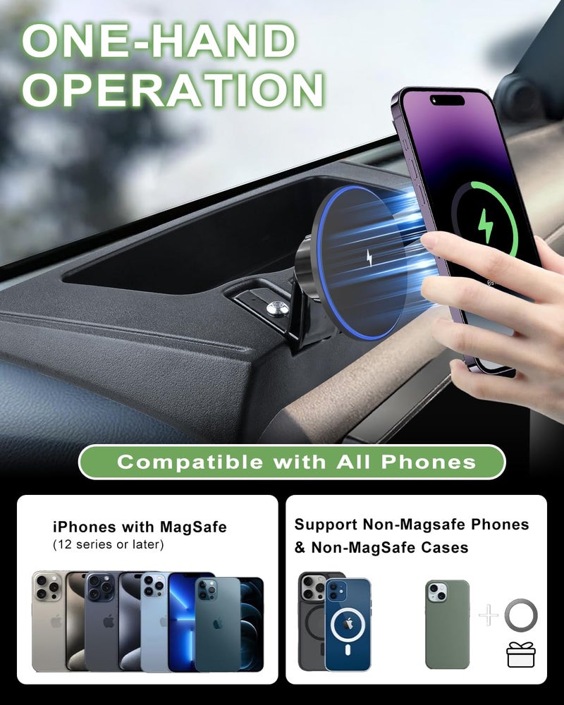 ZKJAYOE Magnetic Jeep Phone Mount for 2011-2017 Wrangler JK JKU with 15W Wireless Charging - Dashboard Phone Holder with Magnet for Jeep Wrangler Accessories - Image 4