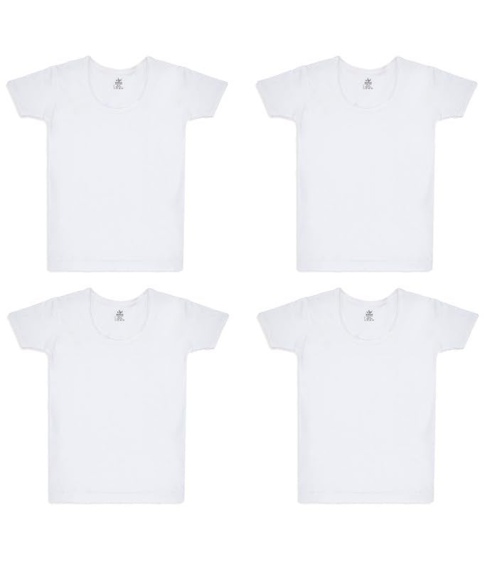 VIP Bonus Junior Kids Combed Cotton White Vest with Sleeve for Boys 6-7 Years - Image 1