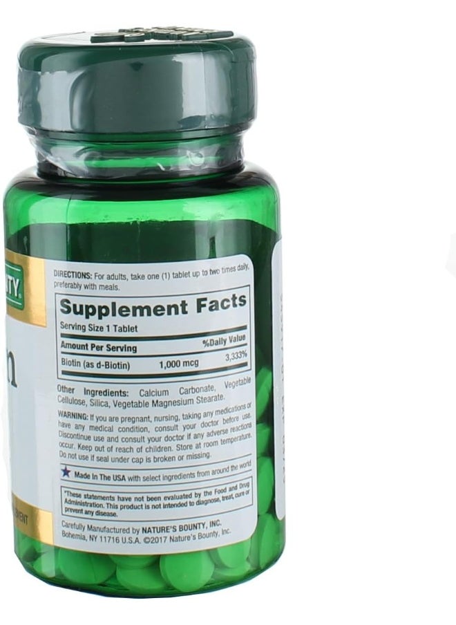 NATURE'S BOUNTY Biotin 1000 Mcg - 100 Tablets  - Image 3