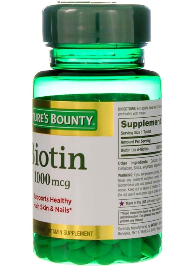 NATURE'S BOUNTY Biotin 1000 Mcg - 100 Tablets  - Image 4