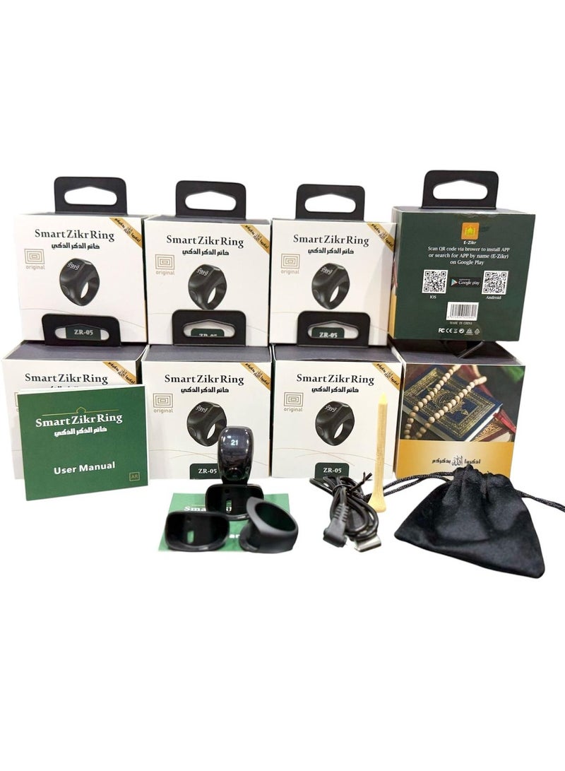 عداد تسبيح رقمي، تذكير بالصلاة، خاتم ذكر القبلة للمسلمين، حلقات ذكية مع ساعة منبه الأذان، 3 أحجام متوفرة 18، ​​20، 22 مم - Image 2