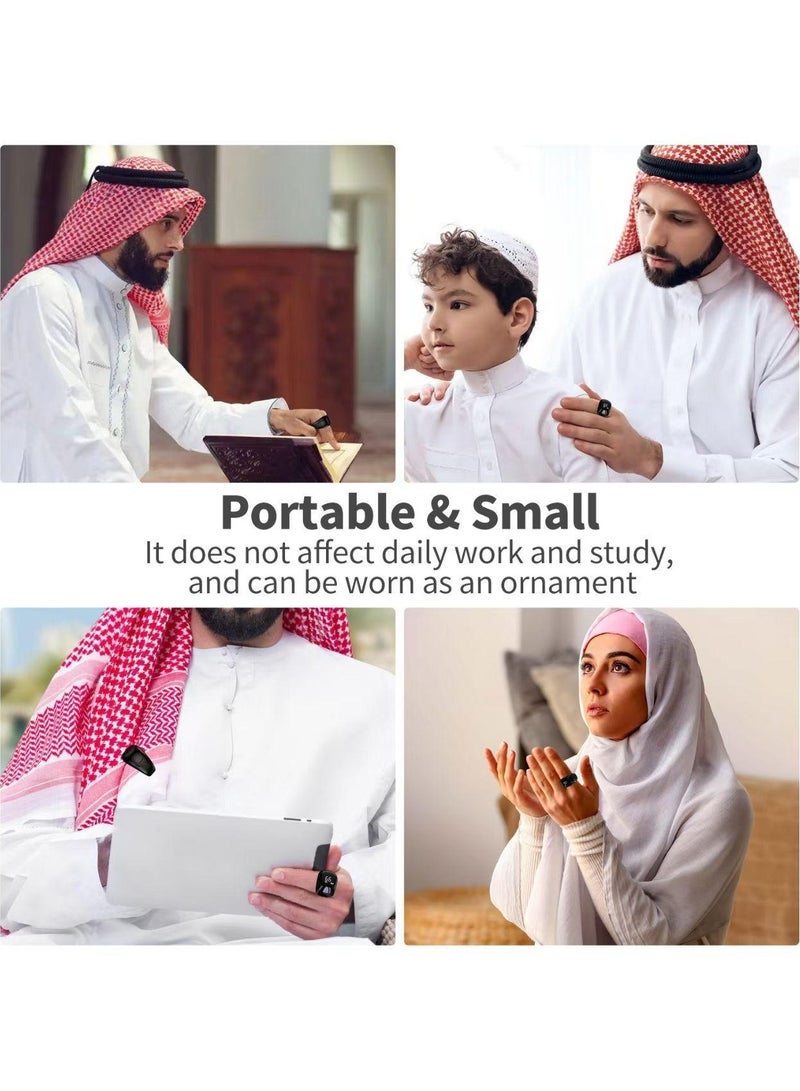 عداد تسبيح رقمي، تذكير بالصلاة، خاتم ذكر القبلة للمسلمين، حلقات ذكية مع ساعة منبه الأذان، 3 أحجام متوفرة 18، ​​20، 22 مم - Image 4
