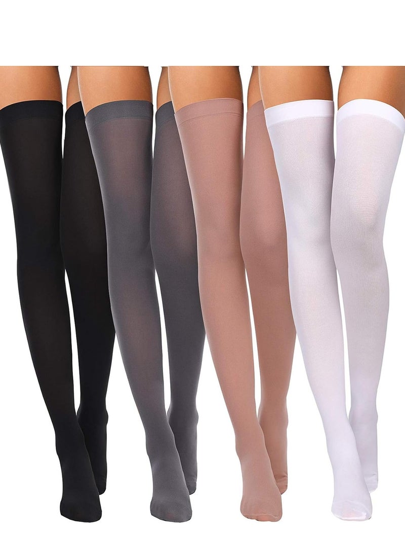 Excefore - Thigh High Socks 4 Pairs Over the Knee Long Stockings for Women - Image 1