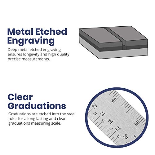 Pacific Arc Stainless Steel Ruler with Inch and Pica Measurements, 12 Inches Cork Backed - Image 4