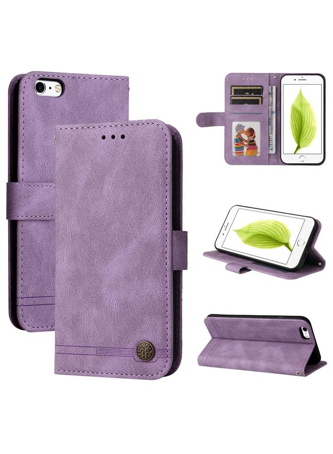Skin Feel Life Tree Metal Button Horizontal Flip Leather Case with Holder & Card Slot & Wallet & Photo Frame & Strap For iPhone 6 Plus / 6s Plus