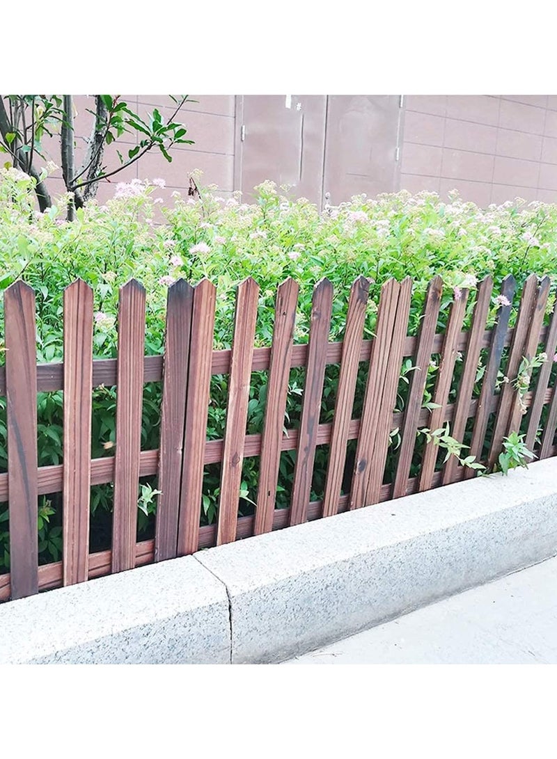 LINGWEI Wooden Interlocking Picket Fence Panels Animal Barrier Brown 160x50cm - Image 3