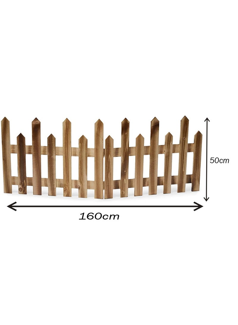 LINGWEI Wooden Interlocking Picket Fence Panels Animal Barrier Brown 160x50cm - Image 4