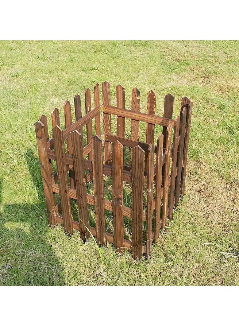 LINGWEI Wooden Interlocking Picket Fence Panels Animal Barrier Brown 160x50cm - Image 5