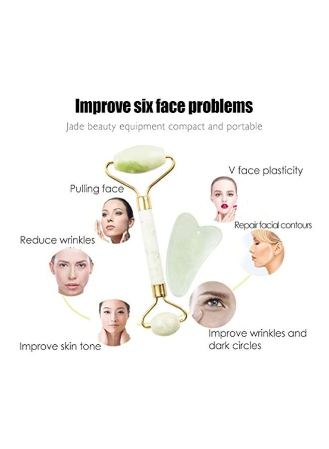 إسكدنيا طقم بكرات تدليك للوجه من حجر اليشم مكون من قطعتين ذهب أخضر - Image 4