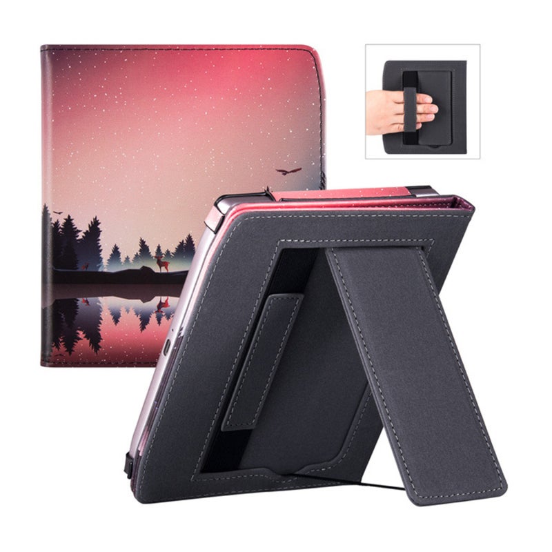 7-Inch Ebook Sleeve High-Quality Polyurethane Leather Auto Sleep-Wake Function Ereader Case - Ergonomic Hand Strap Protective Sleeve for Hands-Free Reading, Book Lovers & On-The-Go Use - Image 1