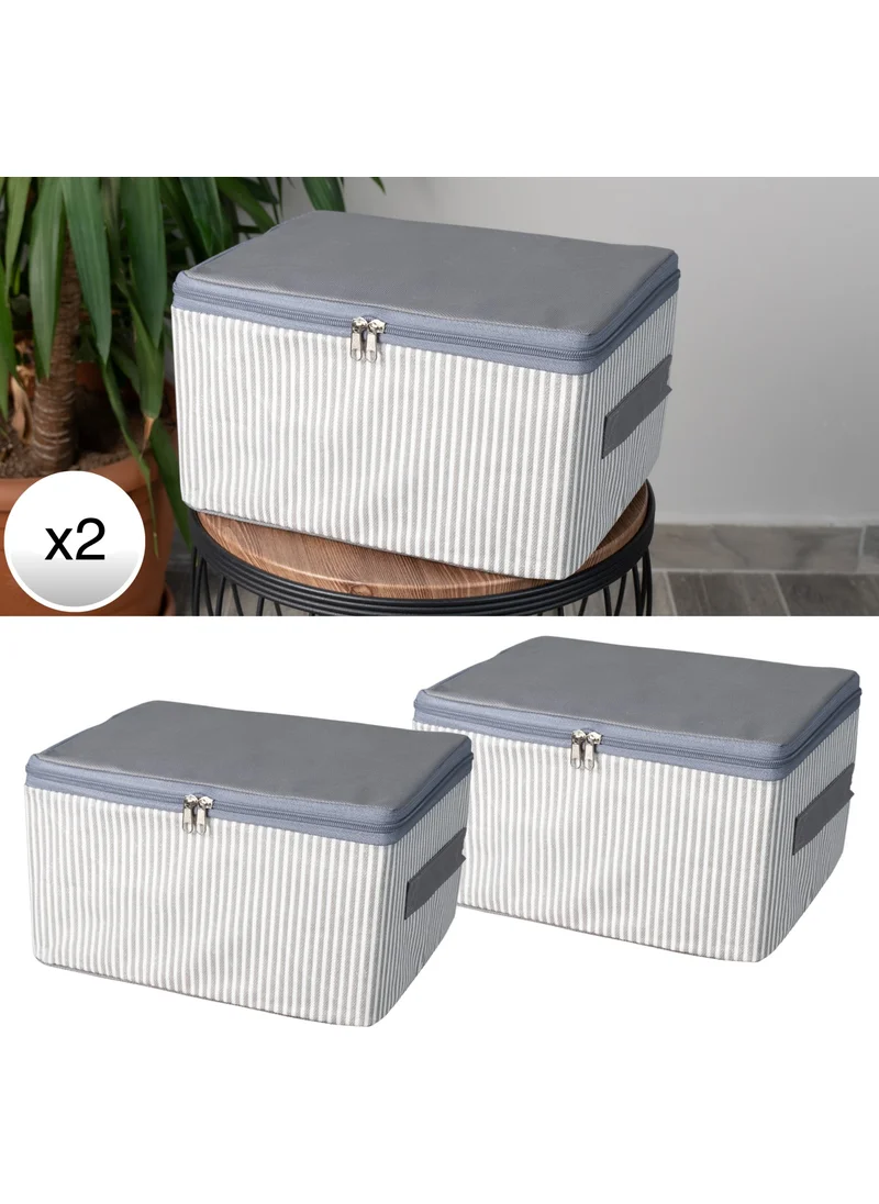 Nacarev 2 Pieces Small Size Stripe Pattern Printed Gray Base Under Cabinet Organizer Storage Bag Set 30X20X15 cm