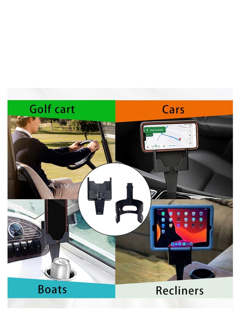 2-in-1 Multifunctional Car Cup Holder Phone Mount, Large Capacity 9.2In Waterproof ABS Vehicle Cup Holder Expander, Universal Durable Automotive Smartphones Mount Accessories (Black) - Image 4