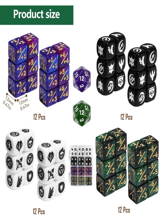 FourDragons 50 Pieces 12mm MTG Dice Counters Icon Abilities Keywords Dice Set, Small MTG Life Counters Tokens Mini Dice for Magic The gatering, Compatible with TCG CCG Magic Card Games Accessories - Image 2