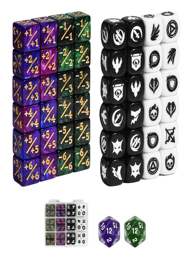 FourDragons 50 Pieces 12mm MTG Dice Counters Icon Abilities Keywords Dice Set, Small MTG Life Counters Tokens Mini Dice for Magic The gatering, Compatible with TCG CCG Magic Card Games Accessories - Image 1