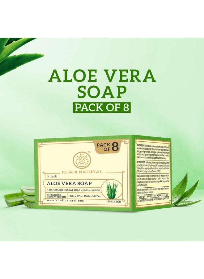 Khadi Natural Khadi Natural Aloevera Handmade Soap| Healthier Skin| Natural Soap with Essential Oils| Soap with skin hydrating properties| Suitable for All Skin Types | Pack of 8 (125g*8, 1000g)  - Image 4