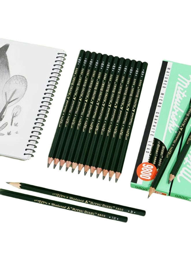 Uni Mitsubishi Uni-Ball 9800 Hb Pencil, Children'S Art Sketching Drawing Pen, Office Supplies, Elementary School Student-Specific Stationery Set, 12 Pieces - Image 1
