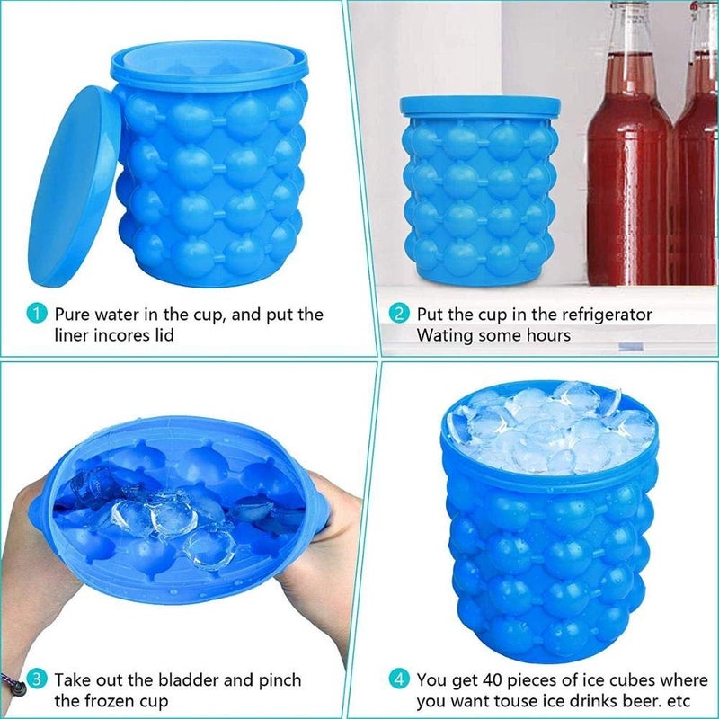 Rasikvar Portable Round Silicon Ice Bucket Ice Cube Maker Container with Lid and Keeps Ice Cold Space Saving Great Bar Tools for Home Bar Party and Picnic Accessories - Image 5